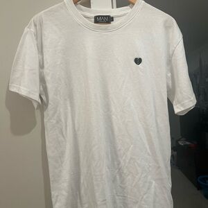 MAN White Tee with Black Heart Accent